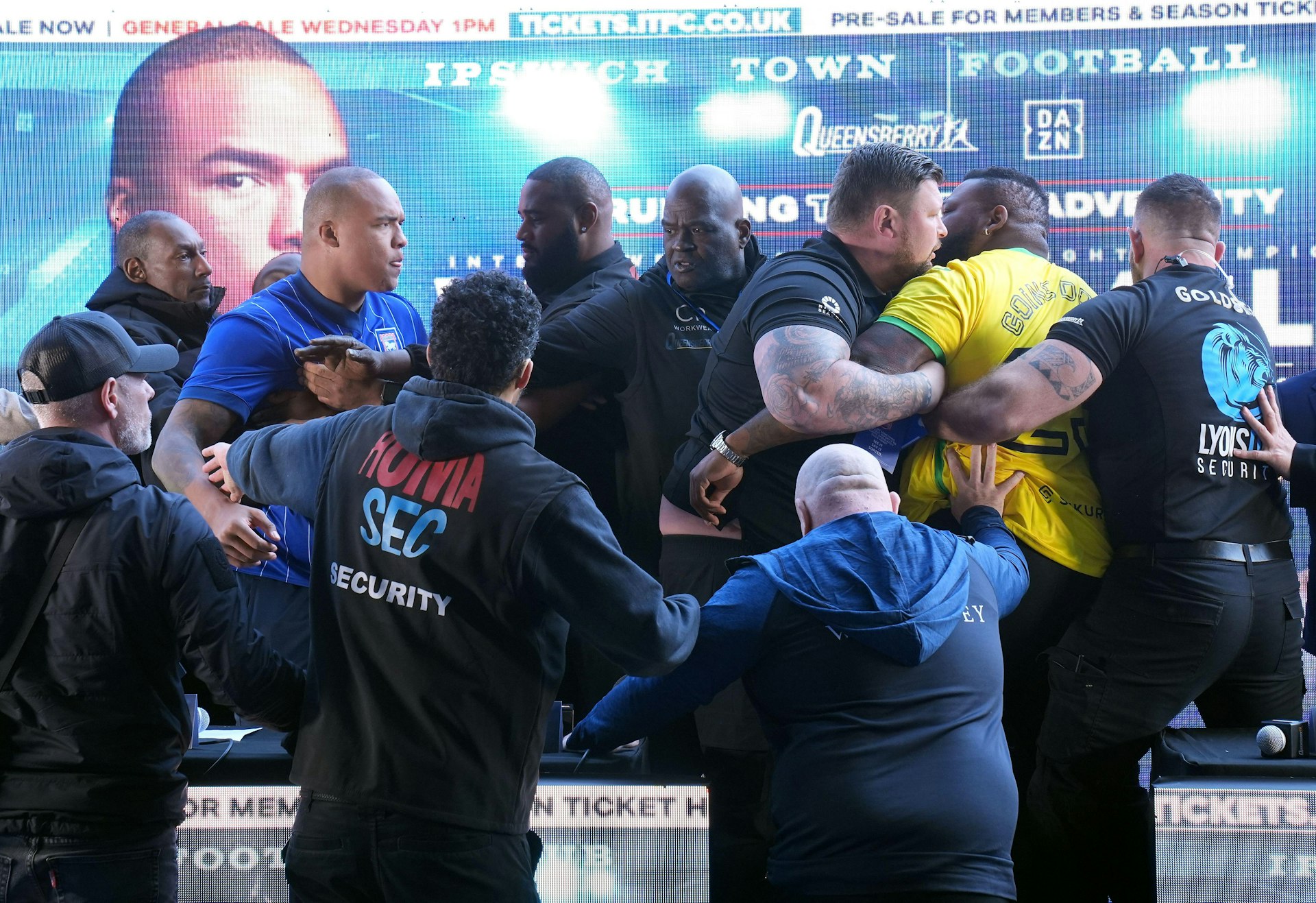 Tensions spilled over at the press conference at Portman Road